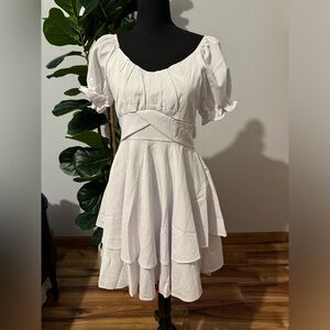 Chic White Layered Mini Dress